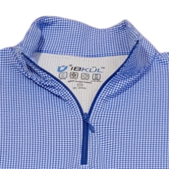 Ibkul Mini Gingham Check Print Long Sleeve Mock Neck UPF50+ Sun Shirt Size XS - Picture 6 of 8